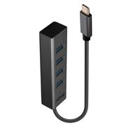 Hub USB Lindy 43325 4 Puertos USB 3.2 Gen 1 Type-C Aluminio/Plástico 0,3m Gris