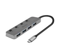 Hub USB Lindy 43383 4 Puertos USB 3.2 Gen 1 Type-C Gris Aluminio 5000 Mbit/s