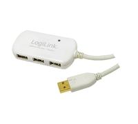 Hub USB LogiLink UA0108 4 Puertos USB 2.0 12m Fuente Alimentación Blanco