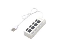 Hub USB multipuerto - RNCYN - 4 puertos - USB 2.0 - Blanco - 18x7x6 cm - Cable de 40 cm - Velocidad de 480 Mbps - Cobre puro
