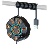 Hub USB para ordenador portátil, hub USB multipuerto | Estación de acoplamiento | Estación de acoplamiento de 10 puertos 4K, separador USB 5GBps, de datos rápidos, puertos USB 3.0, lector de tarjetas