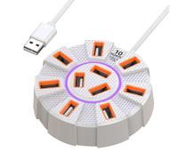 Hub USB para ordenador portátil, multipuerto USB Hub 10 4K Divisor USB 5GBps Transferencia de datos rápida USB 3.0 puertos lector de tarjetas