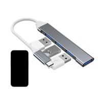 Hub USB portátil - Adaptador multipuerto USB delgado de 4 puertos, expansor de concentrador USB 3.0 portátil | Divisor de datos USB compacto con puerto Ethernet de escritorio, unidad flash, impresora