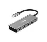 Hub USB PremiumCORD con 4 puertos USB-C y diseño en aluminio gris espacial