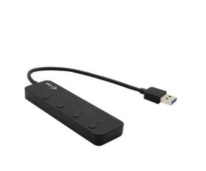 Hub USB QUO I-Tec 4 Puertos USB 3.2 Gen 1 5 Gbps Metal Interruptores LED Negro