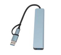 Hub USB Tipo C 8 en 1 Multipuerto A, Hub USB C de Velocidad para Computadora Portátil, 4 Puertos con Puerto Tipo C, Salida de 3,5 mm y Ranuras para Tarjetas Duales, Aluminio y