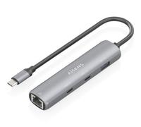 AISENS - ASUC-4P040-GR - Dock USB-C A ETHERNET GIGABIT + HUB 2xUSB-C+1xUSB-A, Gris, 15CM