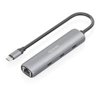 AISENS - ASUC-4P041-GR - Dock USB-C A ETHERNET GIGABIT + HUB 3xUSB-C, Gris, 15CM