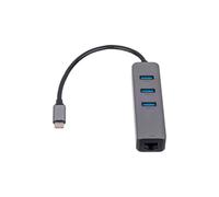 Hub USB tipo C hasta 3x USB 3.0 con tarjeta de red AK-AD-66