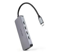Hub USB Tipo-C Nanocable 10.16.4505/ 4xUSB Tipo-C/ 1xUSB Tipo-C DP/ Gris