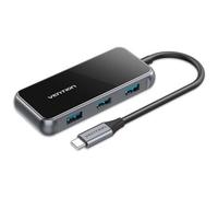 Hub USB Tipo-C Vention TFDHB/ 4xUSB/ 1xUSB Tipo-C PD/ Gris
