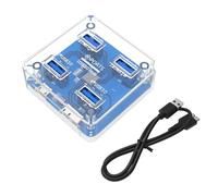 Hub USB transparente de 4 puertos, adaptador de corriente USB 3.0 de 5 Gbps con puerto microUSB, fuente de alimentación de transferencia de datos USB, diseño transparente, fuente de alimentación