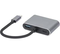 Hub usb typ-c 4w1 usb 3.0 + pd 100w + hdmk 4k30hz + vga fullhd