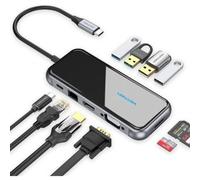 Docking USB Tipo-C Vention TFGHB/ 1xVGA/ 1xHDMI/ 4xUSB/ 1xUSB Tipo-C PD/ 1xRJ45/ 1xLector Tarjetas SD/ Gris