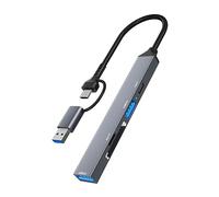 Hub USB y tipo C simplifica tu vida digital con este concentrador 5 en 1 adecuado para todos los géneros, varios entornos, USB + tipo C