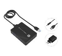 Conceptronic Hub USB de 4 Puertos 3.0/4 x 3.0/con Fuente de alimentación/Negro.