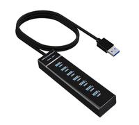 HUB USB3.0 de 7 Puertos, Adaptador USB de Cable de 150CM, Multipuerto USB Compatible con PS4, Surface Pro, Laptop, Móviles, HDD Externo, MacBook Air/Pro, Mini, Portátil, Disco, Teclado, Ratón