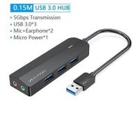 Hub Vention 3 puertos 500 Mbit/s modelo CHIBB con tarjeta de sonido externa