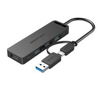 Hub Vention 4 puertos 5Gbps modelo CHTBB USB 3.0 y Type-C compacto y carga PD