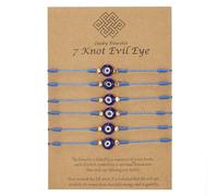 Huba Cuerda de protección ocular Cabalá Pulsera de la Suerte Nazar Amuleto Rakhi Regalos para Hombres Mujeres Niños Niñas Familia Amigos Tibetano Turco Paquete de 6, Azul