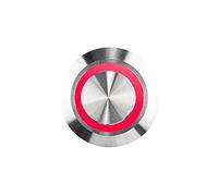 HUBER Botón de timbre LED, acero inoxidable - Interruptor de timbre, timbre, color de luz rojo, IP65, redondo