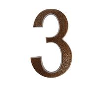 HUBER número de casa 3 de aluminio 20 cm I números de casa para puerta I número de casa XL I placas de número de casa en cobre noble diseño 3D, con recubrimiento de polvo