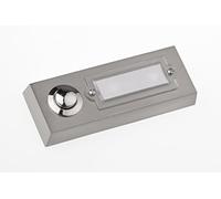 HUBER Pulsador de timbre de superficie de metal - con placa de identificación - timbre de superficie I pulsador de latón cromado - timbre puerta frontal