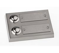 HUBER Pulsador de timbre de superficie de metal - con placa de identificación - timbre de superficie I pulsador de latón cromado - timbre puerta frontal