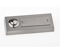 HUBER Pulsador de timbre de superficie de metal - con placa de identificación - timbre de superficie I pulsador de latón cromado - timbre puerta frontal