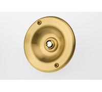 HUBER Pulsador de timbre empotrable de latón redondo, 1 compartimento, timbre, para puerta de casa, de latón, interruptor de timbre, cepillado