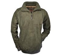 Hubertus Jersey de forro polar para caza, color verde oliva y verde, con cremallera, de forro polar, extremadamente cálido