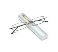 Hubeye - Gafas de lectura con clip de pluma delgadas, tubo, para hombres y mujeres, antiluz azul, pequeñas, con bisagra de resorte, lentes correctivas con estuche portátil 2.00