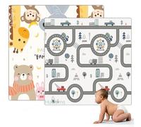 HUBORNS - Alfombra bebé plegable acolchada 200×180 cm para juegos y gateo, manta de actividades impermeable y reversible, tapete infantil antideslizante, regalo ideal recién nacidos (Carretera XL)