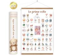 HuBorns - Póster Mis Primeras Veces para Bebé | Recuerdo de Momentos Especiales, Decoración Infantil, Caja Premium de Regalo, Soporte de Madera Magnético