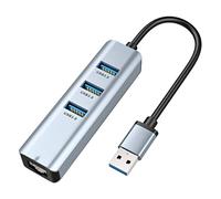 Hubs - Adaptador de red USB 3.0 tipo C a Ethernet de 1000 Mbps RJ45 USB-c 4 en 1 con 3 puertos USB 3.0 divisor USB