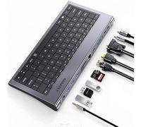 Hubs - Estación de acoplamiento multiUSB C 11 en 1 con teclado 100 W PD, 4K, VGA, Ethernet, lector de tarjetas, USB 3.0, concentradores USB C auxiliares