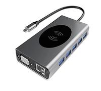 Hubs - Estación de acoplamiento USB-C 13 en 1 tipo C a 4K, VGA, RJ45, 100 W PD, SD/TF 5 W/7,5 W/10 W, cargador USB Hub USB