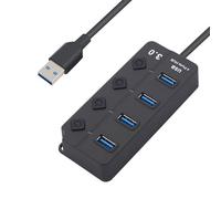 Hubs portátiles USB 3.0 de 4 puertos para laptop, accesorios equipados con interruptores independientes, controles USB con interruptores individuales de encendido/apagado