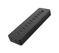 Hubs USB HUB 10 Port ABS USB2.0 HUB with 12V Power Adapter High Speed USB Splitter for PC Computer Accessories 1M Data Cable USB Hubs