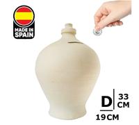Hucha Artesanal de Barro Natural Hecha a Mano en Andalucía,color blanco,modelo hucha cerdo,cm,fespu