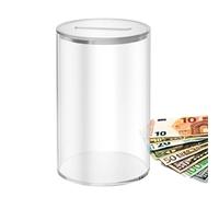 Hucha - Bote para monedas de acrílico transparente para ahorrar dinero con tapa | Hucha transparente para retirar depósitos en efectivo, para niños, adultos, oficina doméstica,