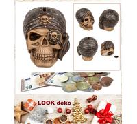 Hucha Calavera Pirata Tesoros Polyresina Medidas Aproximadas 12x11x11cm