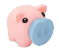 Hucha Cerdito con Suave Cuerpo de Acabado Goma en Vivos Colores. Huchas Originales Pequeña Infantiles con Tapón. Hucha Viaje Ligera y Resistente. (Rosa-Azul)