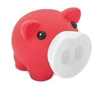 Hucha Cerdito con Suave Cuerpo de Acabado Goma en Vivos Colores. Huchas Originales Pequeña Infantiles con Tapón. Hucha Viaje Ligera y Resistente. (Rojo-Blanco)