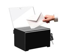 Hucha con cerradura de acrílico con llave: caja de regalo acrílica, caja recomendada para comentarios, donaciones y tarjetas de visita, negro (15,9 x 11,4 x 10,2 cm)