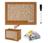 Hucha con contador, reutilizable, 10000 euros, caja de ahorro con números, hucha de madera, hucha para adultos, niñas, niños, cumpleaños favores