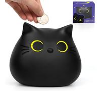 Hucha con diseño de gato negro, hucha con forma de gato kawaii para niños, hucha de PVC para niños y niñas, regalo de cumpleaños y Navidad