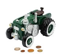 Hucha con diseño de Tractor de Poli - Hucha en Verde con Cierre de Goma, tamaño L/B/H: Aprox. 16 x 11 x 11 cm