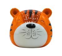 Hucha con forma de tigre, ahorro, hucha, hucha, hucha infantil, hucha con tigre, hucha, tigre con función de ahorro de cerámica en naranja, 13 x 11 x 13 cm.