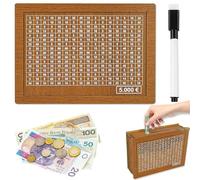 Hucha Contador de Madera, Caja de Monedas para Niños, Ayuda al Ahorro con Objetivo (5000ou)